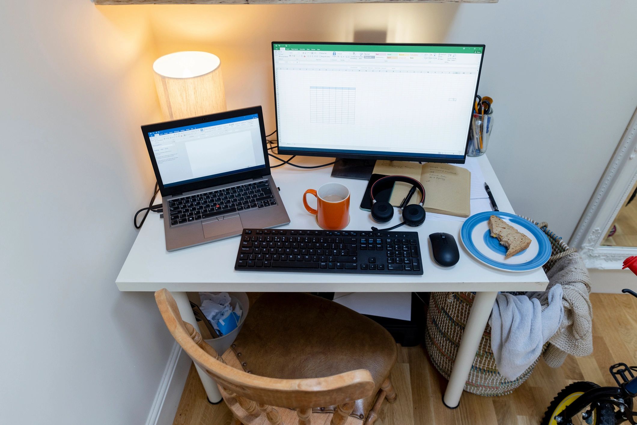 Computer workstation at a repair desk