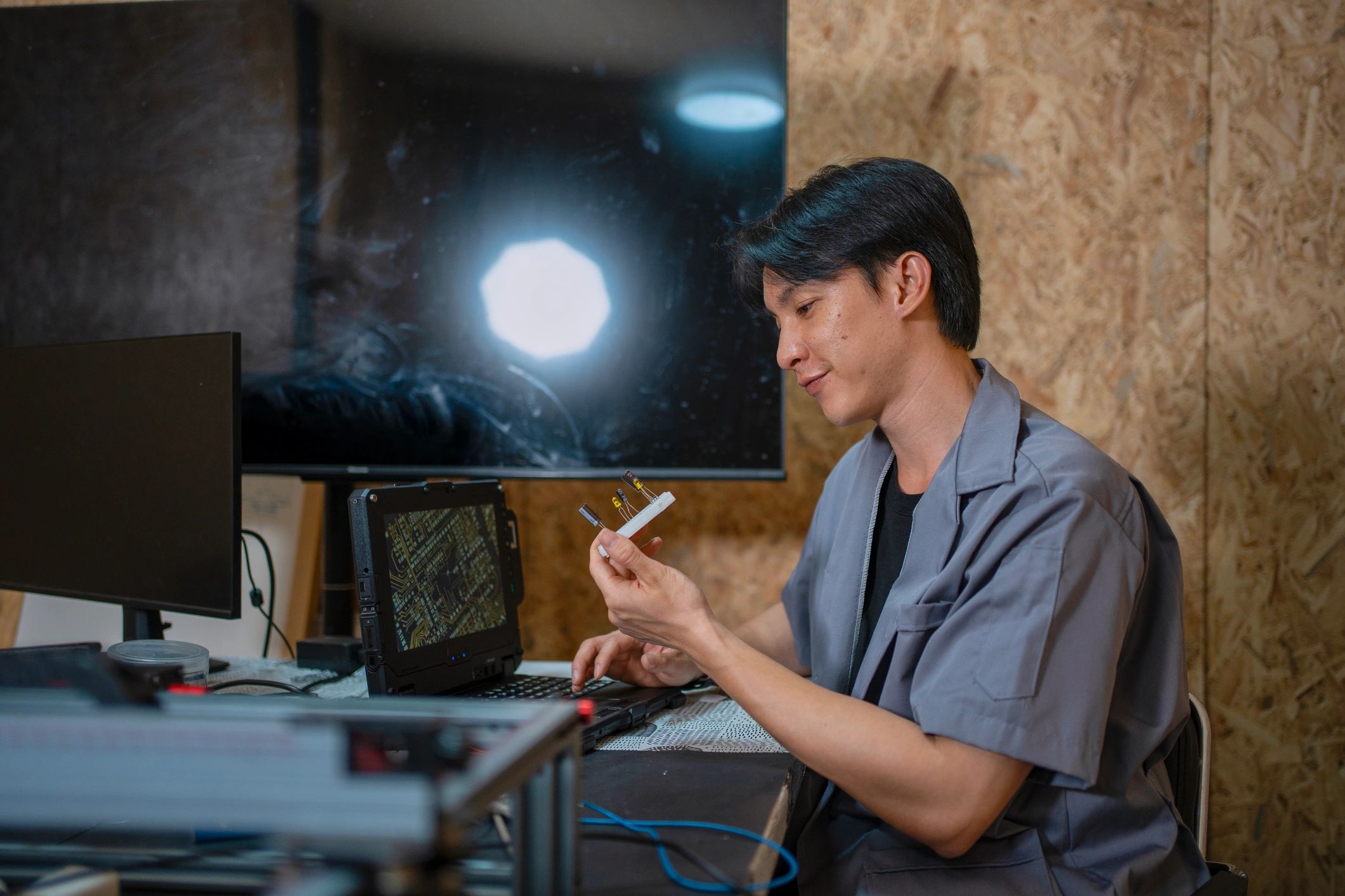 MM Tech Doctor technician repairing computer hardware at the Mattydale shop